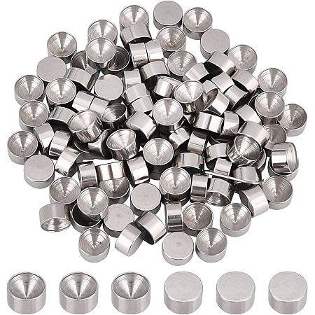 UNICRAFTALE About 100pcs Flat Round Tray Stainless Steel Rhinestone Settings Hypoallergenic Charms Fit for 4mm Rhinestone for DIY Jewelry Making