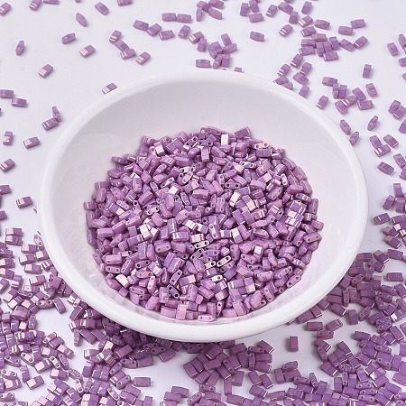MIYUKI® Half TILA Beads, Japanese Seed Beads, 2 Hole, (HTL1867) Opaque Dark Orchid Luster, 5x2.3x1.9mm, Hole: 0.8mm; about 250pcs/10g