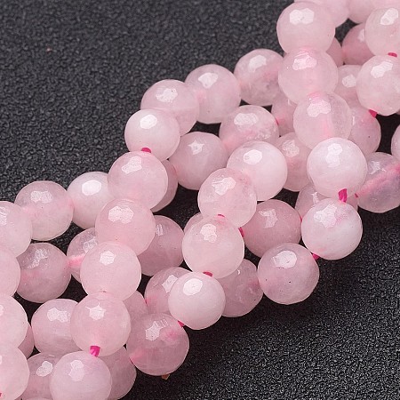 Arricraft Natural Rose Quartz Beads Strands, Faceted,  Round, Pink, 6mm, Hole: 1mm, about 30pcs/strand, 7.5 inches