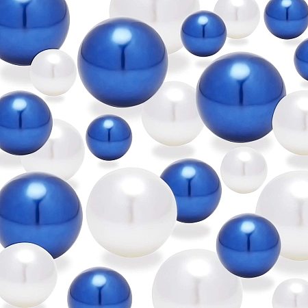 High Luster ABS Plastic Imitation Pearl Beads, No Hole/ Undrilled, Round, Blue, 14/20/30mm, 100pcs/box