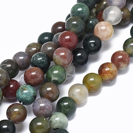 Arricraft Natural Indian Agate Beads Strands, Round, 8mm, Hole: 2mm, about 49pcs/strand, 14.7 inches(37.5cm)