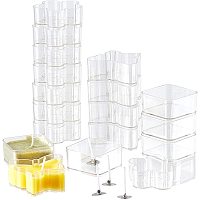 PH PandaHall 30pcs Plastic Clear Tealight Cups Holders Flower Butterfly Square Tea Light Holders Containers with 100pcs Candle Wicks for DIY Candle Making Anniversary