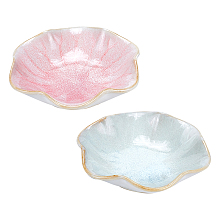 PandaHall Elite 2Pcs 2 Colors Porcelain Dipping Dish, Snack Serving Dish, Flower, Mixed Color, 100.5x108x26mm, 1pc/color