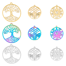 SUPERFINDINGS Hollow Moon Sun Star Pendants 304 Stainless Steel Pendants Rainbow Etched Metal Embellishments for DIY Bracelet Necklace Jewelry Making