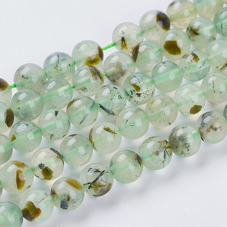 Arricraft Natural Prehnite Beads Strands, Round, Pale Green, 8mm, Hole: 1mm