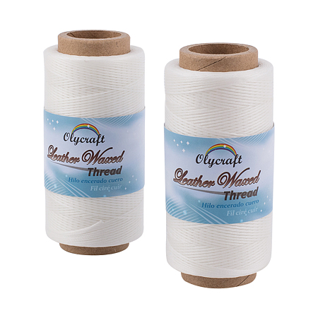 Olycraft Waxed Polyester Cord, White, 0.8mm; about 260m/roll
