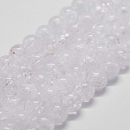 Arricraft Natural Crackle Quartz Beads Strands, Round, 6mm, Hole: 1mm, about 66pcs/strand, 14.9 inches~15.1 inches