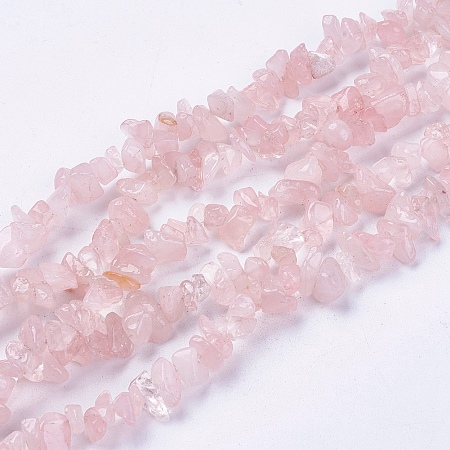 Arricraft Natural Rose Quartz Stone Bead Strands, Chip, Misty Rose, 4~10x4~6x2~4mm, Hole: 1mm, about 320pcs/strand, 31 inches