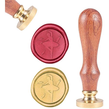 CRASPIRE Wax Seal Stamp, Sealing Wax Stamps Ballet Dancer Retro Wood Stamp Wax Seal 25mm Removable Brass Seal Wood Handle for Envelopes Invitations Wedding Embellishment Bottle Decoration Gift Packing