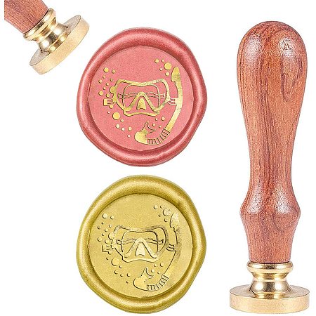 CRASPIRE Wax Seal Stamp Diving Mask Vintage Wax Sealing Stamps Retro 25mm Removable Brass Head Wooden Handle for Envelopes Invitations Wine Packages Greeting Cards Weeding