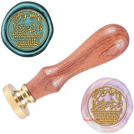 ARRICRAFT Wax Seal Stamp 0.98inch Fruit Basket Stamp Vintage Wax Stamp with Replacement Brass Head Wood Handle Sealing Wax for Envelope Embellishmen Wedding Invitation Document Sealing