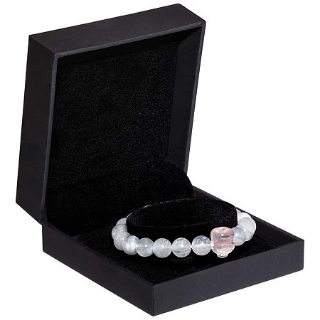 OLYCRAFT Bangle Velvet Gift Box PU Leather Display Box, Black Bracelet Jewelry Bearer for Mother's Day Valentine's Day