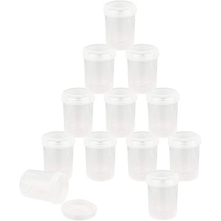 SUPERFINDINGS 12PCS .3x1.65Inch 50ml Plastic Screw Column Bottles Bead Storage Containers Clear Storage Organizer Box Diamond Storage Box with lids for Jewelry Earring Beads Sewing Pills Small Items