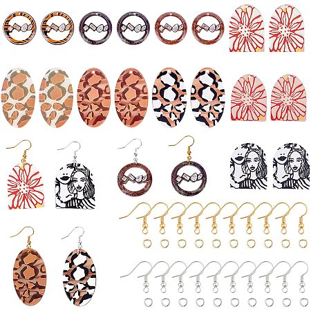 SUPERFINDINGS 18Pcs 9 Styles Stiesy Cellulose Acetate Resin Pendants with 2mm Hole 3D Printed Charm Bulk Resin Pendant with Cubic Zirconia for DIY Jewelry Making Necklace Bracelet