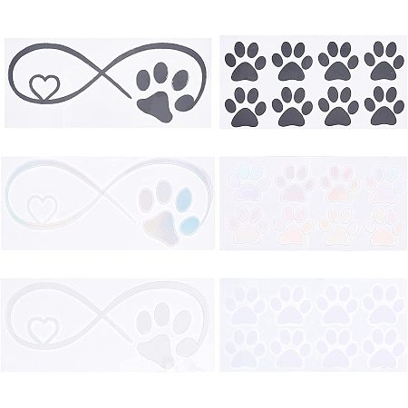 SUPERFINDINGS 12sheet 3 Style PET Heart with Paw Pattern Car Decoration Sticker Dog Paw Decals Auto Decal Sticker for Car Computer Luggage Decoration
