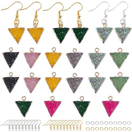 NBEADS 10 Pairs Earring Making Kits, Includes 20 Pcs Triangle Druzy Agate Charms, 64 Pcs Earring Hooks and 64 Pcs Jump Rings for Earring Making Jewelry Supplies