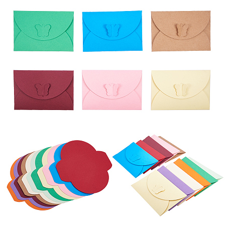 PandaHall Elite About 55 Pcs Mini Gift Card Envelopes 11 Colors Paper Envelope Holders with Butterfly Clasp 4.1