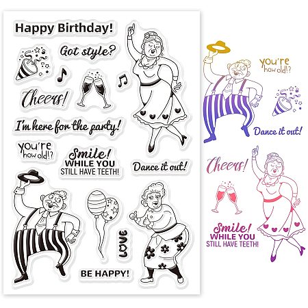 GLOBLELAND Birthday Party Themed Silicone Clear Stamps Seniors Party Happy Birthday Transparent Stamps for Birthday Cards Making DIY Scrapbooking Photo Album Decoration Paper Craft