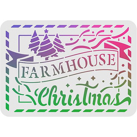 FINGERINSPIRE Christmas Stencil Decoration Template 11.6x8.3 inch Plastic Farmhouse Christmas Stencils Reusable Stencils for Painting on Wood, Floor, Wall and Fabric