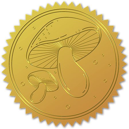 CRASPIRE 100pcs Gold Foil Certificate Seals Mushroom Embossed Gold Certificate Seals 2