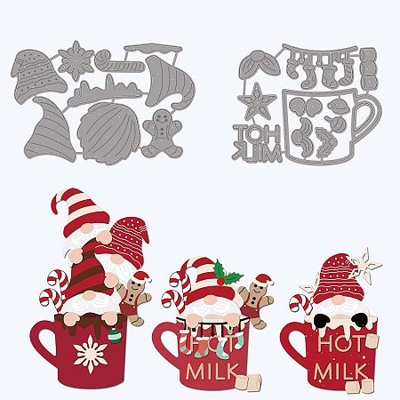 GLOBLELAND Christmas Gnome Christmas Cup Metal Die Cuts Christmas Carbon Steel Die Cutting Stencil Template for DIY Crafting Card Making Mental Cutting Dies for Decoration Scrapbooking