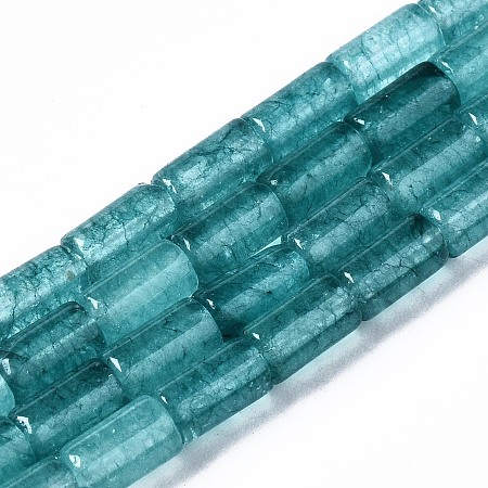 Honeyhandy Natural Aquamarine Beads Strands, Dyed, Column, 5~6x3mm, Hole: 0.8mm, about 66pcs/strand, 15.16 inch(38.5cm)