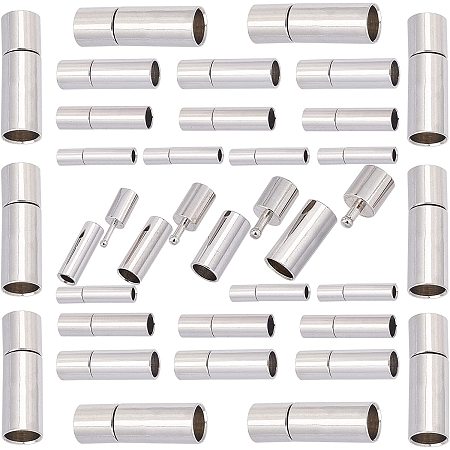 UNICRAFTALE 6 Sets Column Bayonet Clasps Stainless Steel Jewelry Clasps  Leather Cord End Connectors for Bracelets Necklaces Buckle Jewelry Making