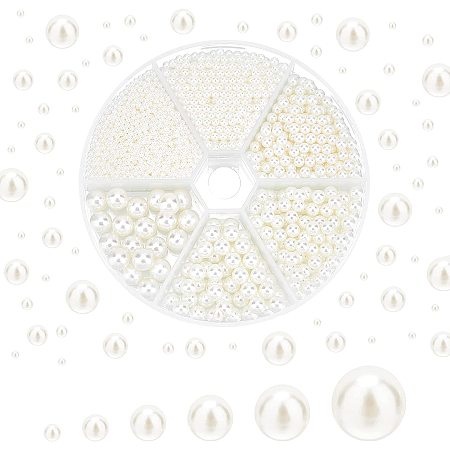 PandaHall Elite 2200pcs No Holes Pearls, White Pearl Beads Undrilled Imitated Pearl Beads Garment Acrylic Pearls for Table Scatter Vase Filler Floating Pearls Wedding Decor, 2/3/4/5/6/8mm