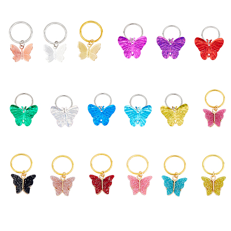 SUPERFINDINGS Butterfly Theme DIY Hair Accessories Set, Sparkle Plastic/Resin/Brass Filigree  Pendants and Iron Finding, for Hair Styling, Mixed Color, 26~28mm, 42pcs/set