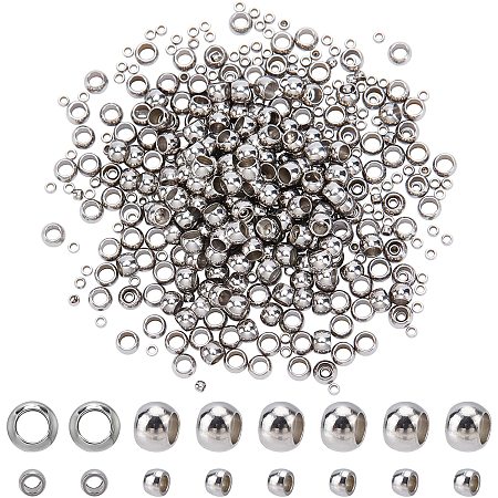 PandaHall Elite 600pcs Stainless Steel Spacer Beads, Mini Rondelle Bead Smooth Round Loose Beads Spacers for Jewelry Necklace Bracelet Earring Making