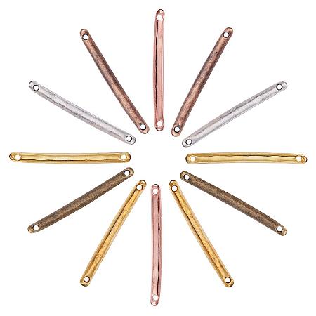 PandaHall Elite 120pcs 6 Colors Tibetan Alloy Bar Links Thin Stick Strip Connectors Charms for Bracelet Necklace Jewelry Making 1.3 Inches