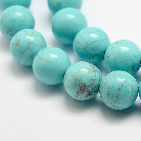 Arricraft Natural Howlite Beads Strands, Dyed & Heated, Round, 8mm, Hole: 1mm, about 47pcs/strand, 15.3 inches(39cm).
