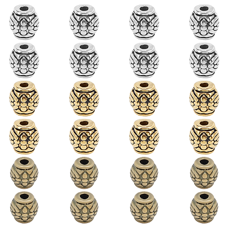 Tibetan Style Alloy Beads, Cadmium Free & Nickel Free & Lead Free, Drum, Mixed Color, 6x6mm, Hole: 2mm; 3 colors, 100pcs/color, 300pcs/box