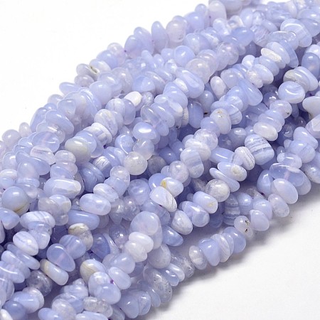 Arricraft Natural Blue Lace Agate Chip Beads Strands, 5~14x4~10mm, Hole: 1mm, about 15.5 inches~16.1 inches