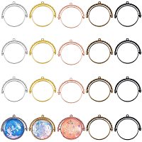 OLYCRAFT 20Pcs Open Back Bezel Pendants Round Open Bezel Charms Alloy Hollow Resin Pendant Frame Jewelry Bezels for Resin Jewelry Making DIY Crafts - 5 Colors