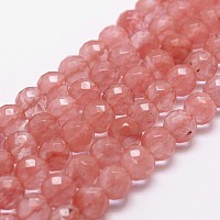 ARRICRAFT Cherry Quartz Glass Beads Strands, Faceted, Round, 6mm, Hole: 1mm, about 61pcs/strand, 14.9 inches~15.1 inches