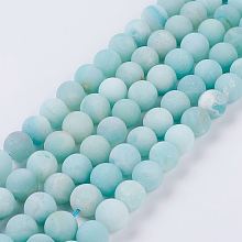 Arricraft Natural Amazonite Beads Strands, Grade A, Frosted, Round, 10mm, Hole: 1mm, about 38pcs/strand, 15.1 inches