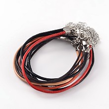 Honeyhandy DIY Leather Cord Bracelets Making, with Brass Lobster Claw Clasps, Mixed Color, 180mm(7-1/8 inch), 1~1.5mm