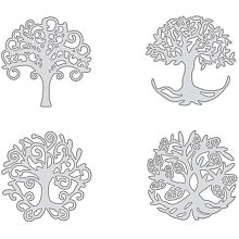 PandaHall Elite Metal Cutting Dies Stencils, 4 pcs Tree of Life Shape Carbon Steel Scrapbooking Dies Cuts Scrapbooking Die Cuts Stencils Template Embossing for DIY Scrapbooking Card Making