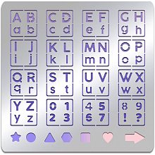 BENECREAT Alphabet Number Stainless Steel Stencil Template, 6x6 Inch Symbol Metal Journal Stencils Templates Tool for Wood Burning Pyrography Drawing and Engraving