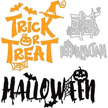 GLOBLELAND 2 Sets Halloween Title Cutting Dies for DIY Scrapbooking Metal Halloween Word Trick or Treat Die Cuts Spider Web Bat Embossing Stencils Template for Paper Card Making Decoration Album