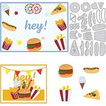 BENECREAT Fast Food Themed Metal Cutting Dies, Hamburger Fries Pizza Carbon Steel Stencils 6x4" for DIY Crafts Scrapbook Album Paper Card Embossing, 0.8mm Thick