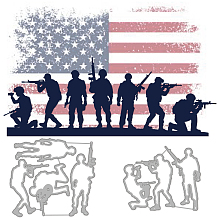 GLOBLELAND 2Pcs Soldiers Cutting Dies Metal Army Veterans day Embossing Stencils Die Cuts for Paper Card Making Decoration DIY Scrapbooking Album Craft Decor