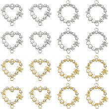 Arricraft 16 Pcs 4 Style Connector Charm Pendant, Ring & Heart Shape Rhinestone Connector Links Alloy Crystal Links with Imitation Pearl for Craft DIY Necklace Bracelet Earrings Making