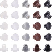 BENECREAT 100Pcs 5 Colors Plastic Hole Plugs, Round Button Plugs Screw Cover Caps Drilling Cover Plugs for Furniture Cabinet Cupboard Shelves, 8x6mm, 2.3mm Hole