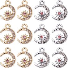 SUNNYCLUE 1 Box 50pcs Alloy Star and Crescent Moon Diamand Charms Golden Sliver Rhinestone Celestial Moon Charms Bulk Pendants For Jewelry Making Charms DIY Crafts Earring Necklace Bracelets Supplies