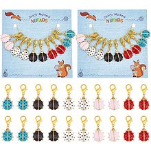 NBEADS 20 Pcs Ladybird Stitch Markers, Enamel Crochet Stitch Marker Charms Removable Lobster Claw Clasps Locking Stitch Marker for Knitting Weaving Sewing Jewelry Making