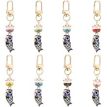 PandaHall Elite 8pcs Beckoning Cat Keychains Lucky Cat Keychain Keyrings Japanese Maneki Neko Fortune Pendants Wealth Health Cat Ornament Mobile Phone Pendant for Cell Phone Backpack Wallet Christmas