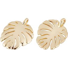 BENECREAT 10pcs 18K Gold Plated Brass Monstera Leaf Charms Leaf Filligree Pendants for DIY Jewelry Making Necklace Bracelet