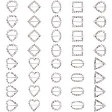 PandaHall Elite Scarf Tie Buckle Rings, 40pcs 10 Styles Metal T shirt Clips Rhinestone Slide Buckles Waistband Neckerchief Clip Rings for DIY Wedding Invitation Letter Women Clothing Embellish, Silver